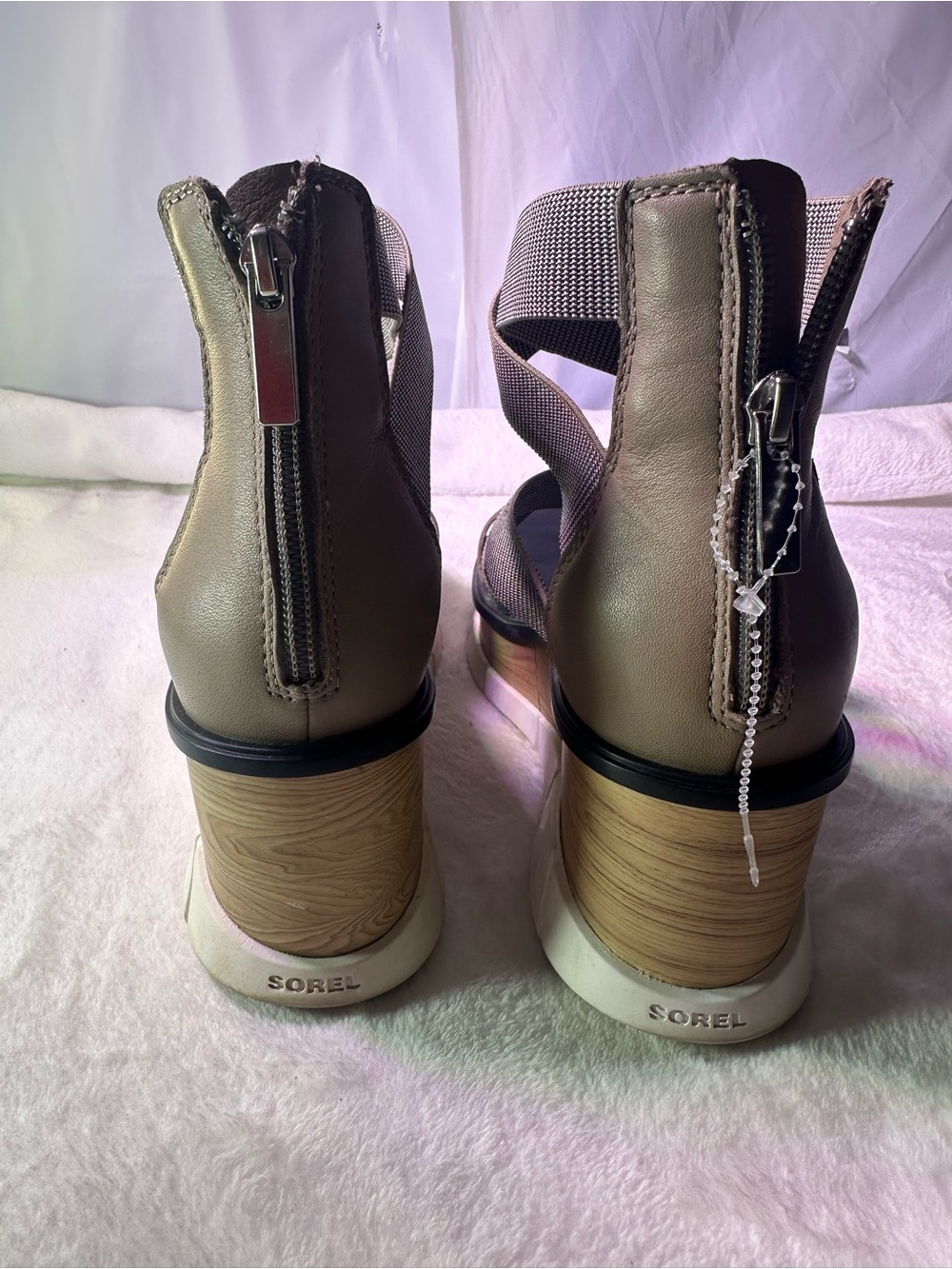 Sorel Tan and Gray Crisscross Wedge Sandal - Picture 7 of 8